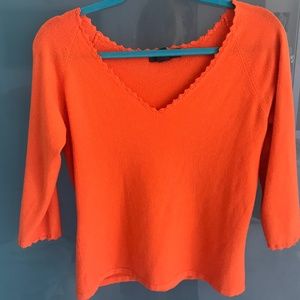 V neck tangerine sweater